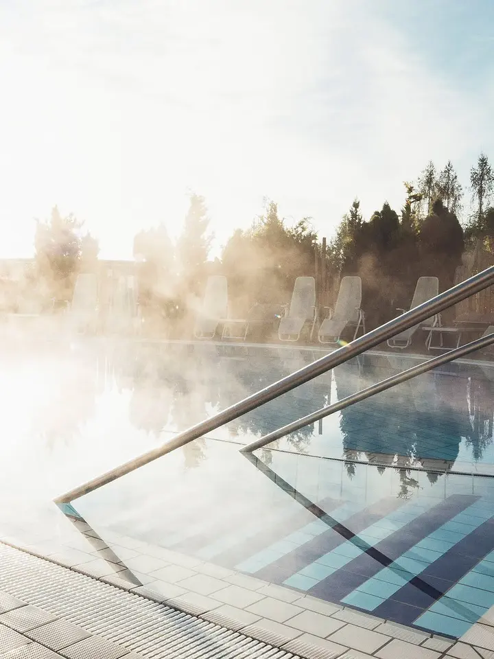 stairs to the outdoor pool at the thermal spa of Loipersdorf